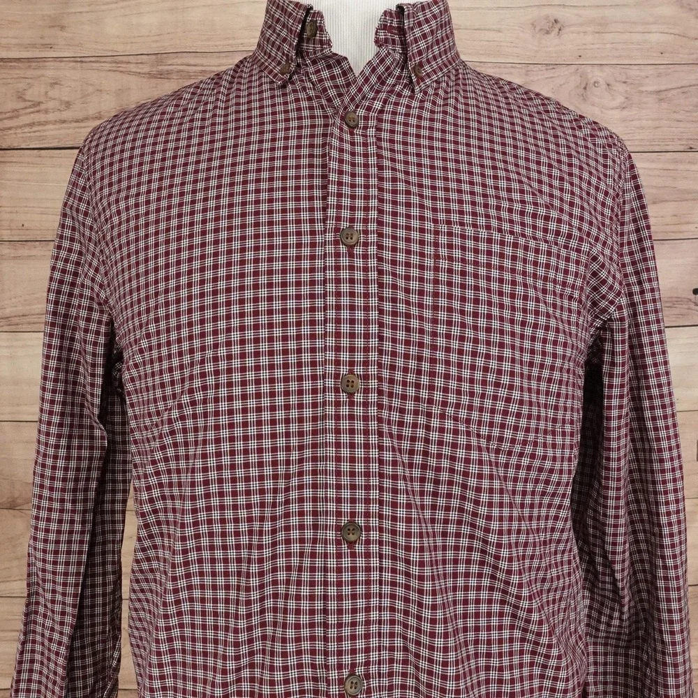 Banana Republic Shirt Mens M Red Check Long Sleeve Button-Up Slim Fit Cotton